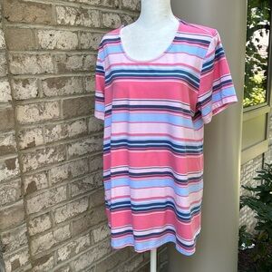 Denim&Co Striped Swing Tunic Jersey Top
